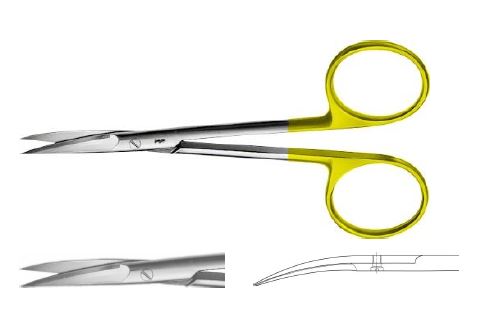 TC очні хвильова заточка ножиці вигнуті гострі/гострі 110 мм